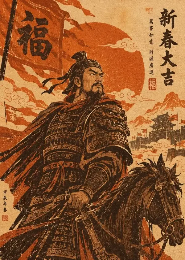 短剧《我的将军他从年画里走出来》封面海报，穿越重生题材