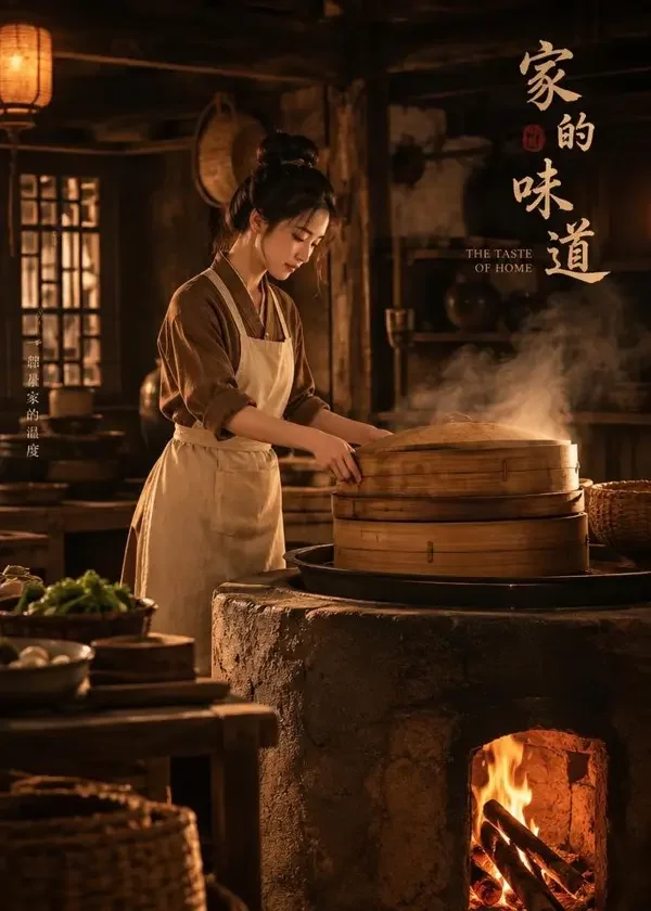 短剧《穿回大唐做厨娘》封面海报，穿越重生题材